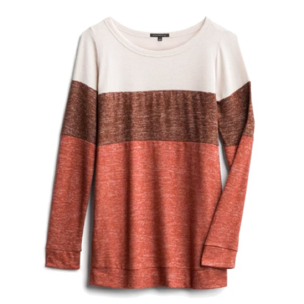 Pink Clover Cream and Brown Colorblock Top